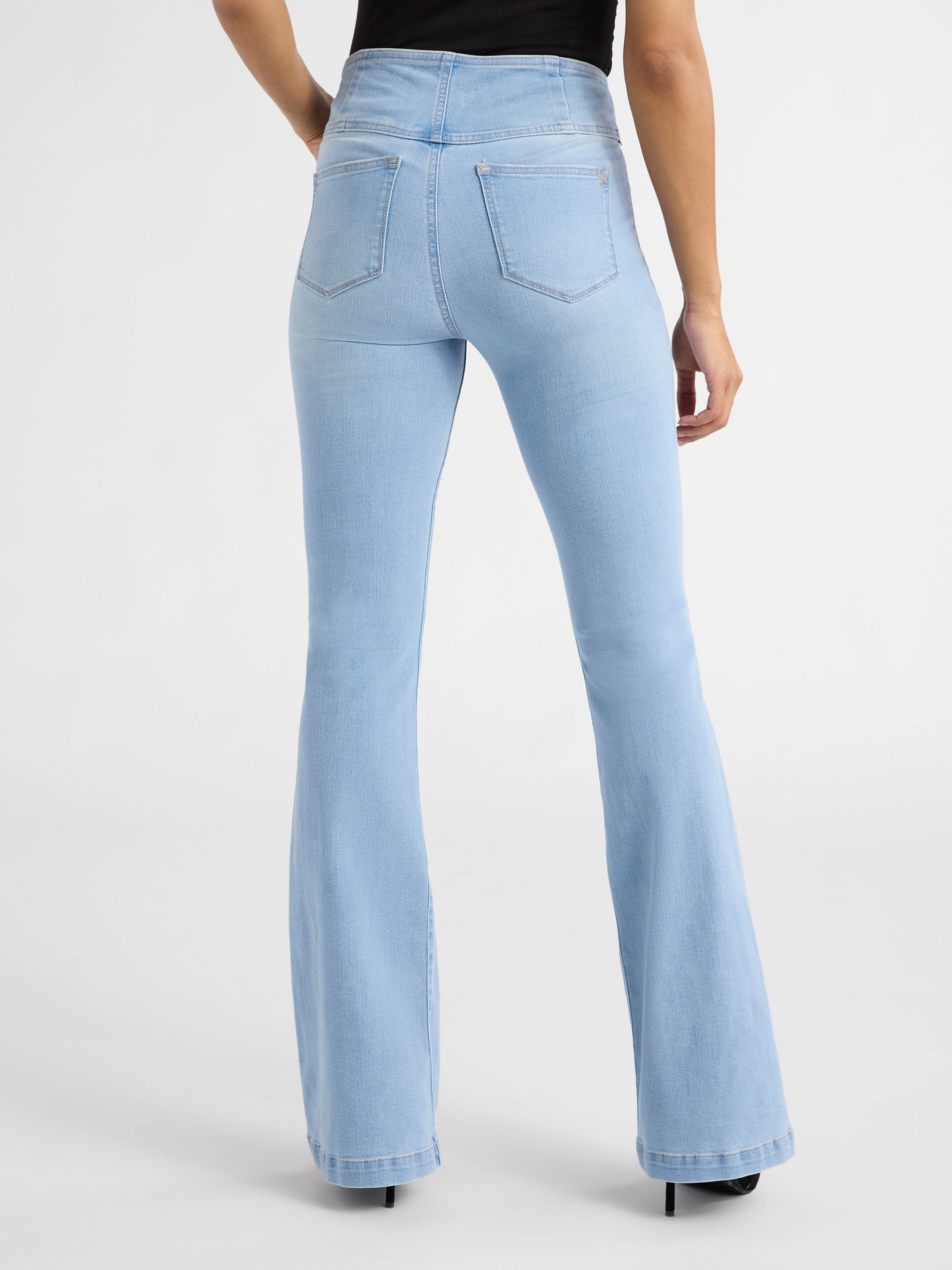 Sofia by Sofia Vergara Women's and Women's Plus Melisa Flare High Rise Pull On Jeans, 30.5", 32.5" and 34.5" Inseams, Sizes 0-28