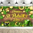 thumbnail image 2 of 5x3ft St. Patrick's Day Photography Backdrop, Happy St.Patrick's Day Backdrop Green Shamrock Background Banner, Gold Green St. Patrick's Day Background for Patrick's Day Birthday Baby Shower, 2 of 5