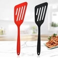 thumbnail image 3 of LHX  Silicone Fish Spatula, Non-Stick Large Slotted Flipper Turners, High Heat Resistant Kitchen Cookwares for Frying, Cooking Seafood, Meat, Eggs, Omelets, Pancakes, Burgers(2pcs, black+red), 3 of 5