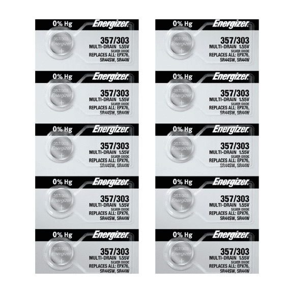 Energizer 357/303 SR44SW Silver Oxide Watch Battery (10 Count)