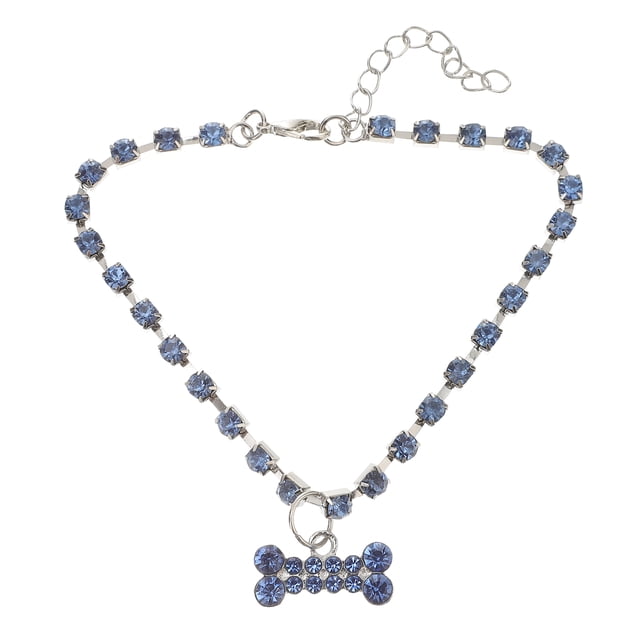 Miangastore Pet Necklace Metal Rhinestone for Pet Owners Holiday 1Set 11.4X1In