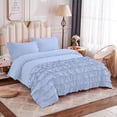thumbnail image 2 of Duvet Cover 5 Piece Set Half-Ruffle (1 Duvet Cover & 4 Pillowcases) 100% Egyptian Cotton Quilt Cover with Zipper, 400TC Luxury Covers for Comforter & Blanket - Light Blue Solid, Queen Size., 2 of 8