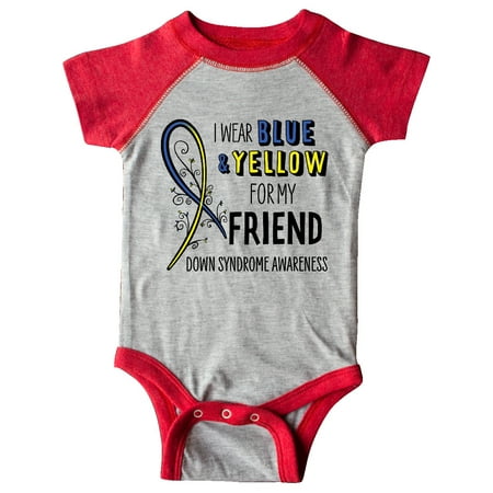 

Inktastic I Wear Blue and Yellow for my Friend- Down Syndrome awareness Gift Baby Boy or Baby Girl Bodysuit