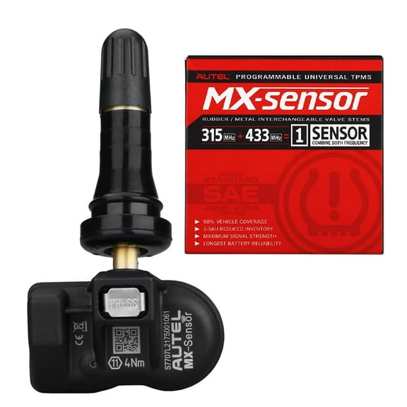 Autel MaxiTPMS MX Sensor Rubber Stem TPMS Sensor 315MHz/433MHz Universal Tire Replacement Sensor Work With TS401 TS408 TS501 TS508 TS601 TS608 MK808TS MX808TS MS906TS ITS600