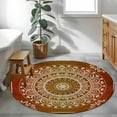 thumbnail image 4 of Orange Boho Round Area Rug 3 FT, Small Kitchen Bathroom Mat, Country Vintage Ethnic Abstract Geometric Washable Indoor Outdoor Throw Runner Carpet Doormat for Table Shower Sofa Entryway, 4 of 9