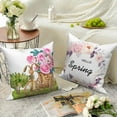 thumbnail image 2 of Summer Spring Floral Throw Pillow Covers 18x18 Set of 4,Farmhouse Pink Flower Decorative Pillow Cases for Bedroom Sofa Couch, 2 of 6