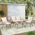 thumbnail image 4 of JOIVI 4 Pieces Patio Conversation Set, Outdoor Wicker furniture Set with Loveseat Chair and Table for Porch, Deck, Garden, White, 4 of 9
