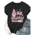 thumbnail image 3 of Woman Christmas Shirt Christmas Tree Graphic T-Shirt Pure Cotton Casual Short Sleeve Black Top, 3 of 6