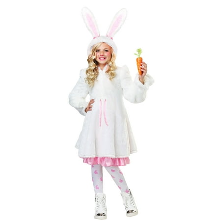 Girl's Fuzzy White Rabbit Costume