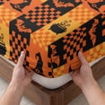 thumbnail image 3 of Twin XL Size Fitted Sheet Set - Halloween 2 Piece Bedding Sets 16" Deep Pocket Fitted Sheet with 1 Pillowcases, Orange Black Plaid Bat Gingham Spook Brushed Microfiber Hotel Luxury Bed Sheets, 3 of 9