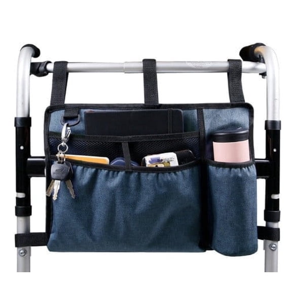 Chengjian Adjustable Walker Bag Basket with Cup Holder, Blue
