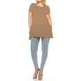 thumbnail image 4 of Women's Plus Size Casual Solid Short Sleeve Round Neck Tunic Tops with Side Pockets, 4 of 6