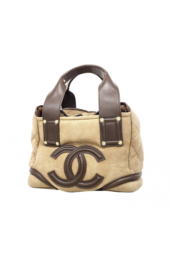 Pre-Owned Chanel Matelass Shearling Handbag, Brown Champagne, Women's