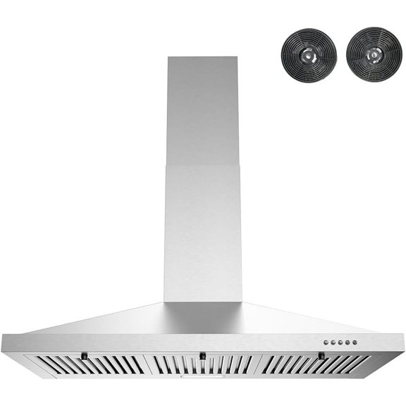 Streamline 36 in. Vicolo Ductless Wall Mount Range Hood in Brushed Stainless Steel with Baffle Filters, Push Button Control, LED Light