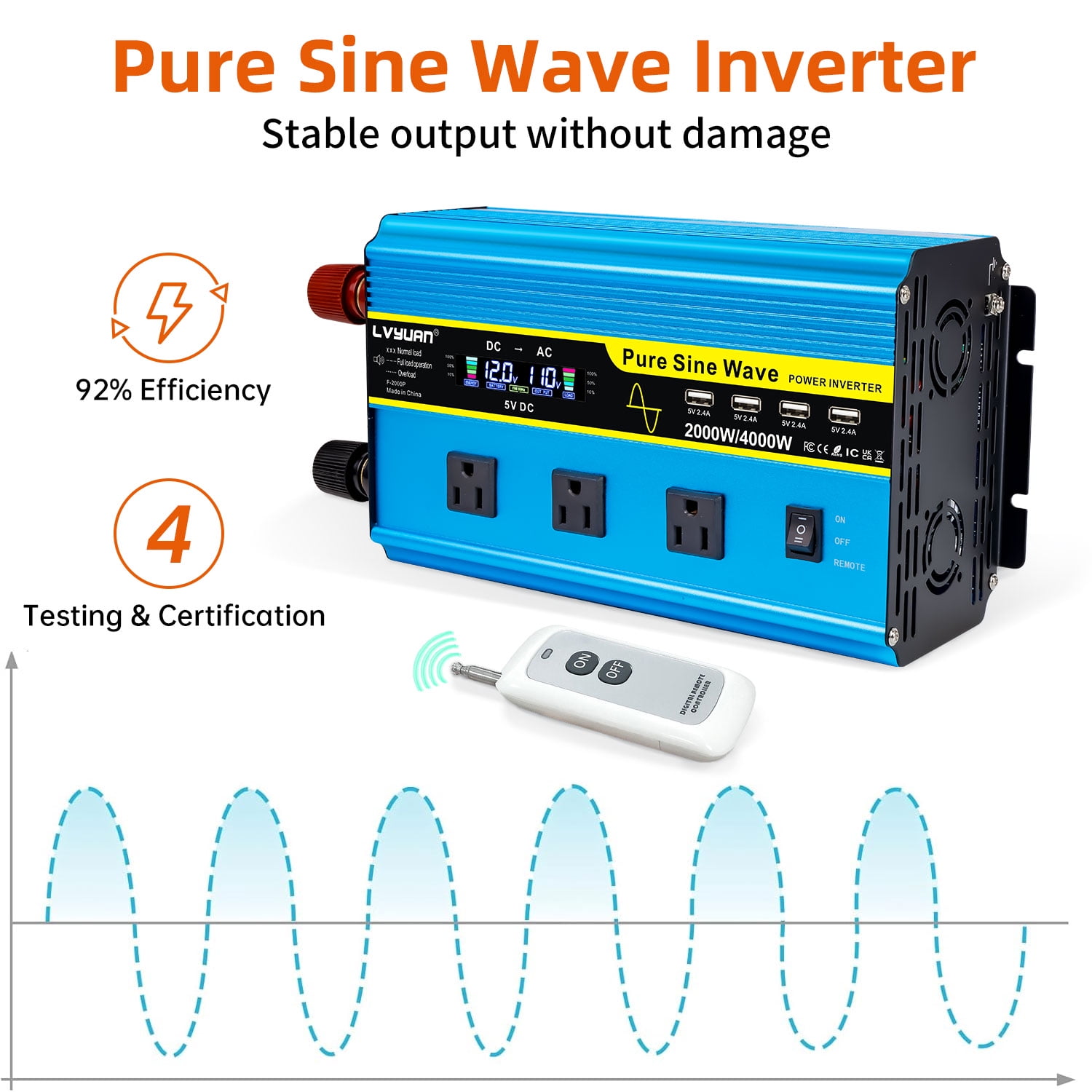 LVYUAN 2000W 4000W Pure Sine Wave Power Inverter DC Liberia | Ubuy