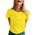 thumbnail image 4 of Plus Size Summer Shirt for Women Casual Printed Short Sleeve Crew Neck Tshirt Trendy Lighweight Tops (XS, Yellow), 4 of 8