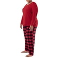 thumbnail image 6 of Fruit of the Loom Women's Beyond Soft Long Sleeve Waffle Top and Flannel Bottom Pajama Set, Sizes S-4X, 6 of 14