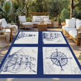 thumbnail image 2 of Nautical Navy Outdoor Rug 3x5 Ft - Reversible Patio Rug Outdoor Camping Rugs, Blue Lighthouse Boat Compass Ocean Washable Indoor Outdoor Area Rugs, Non-Slip Outdoor Carpet Runner for Deck/Porch, 2 of 8