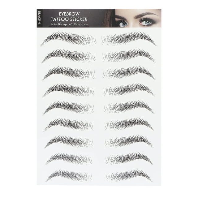 Tatuajes de cejas portátiles e impermeables para mujeres - BLACK-01 Everlast Brow Stickers
