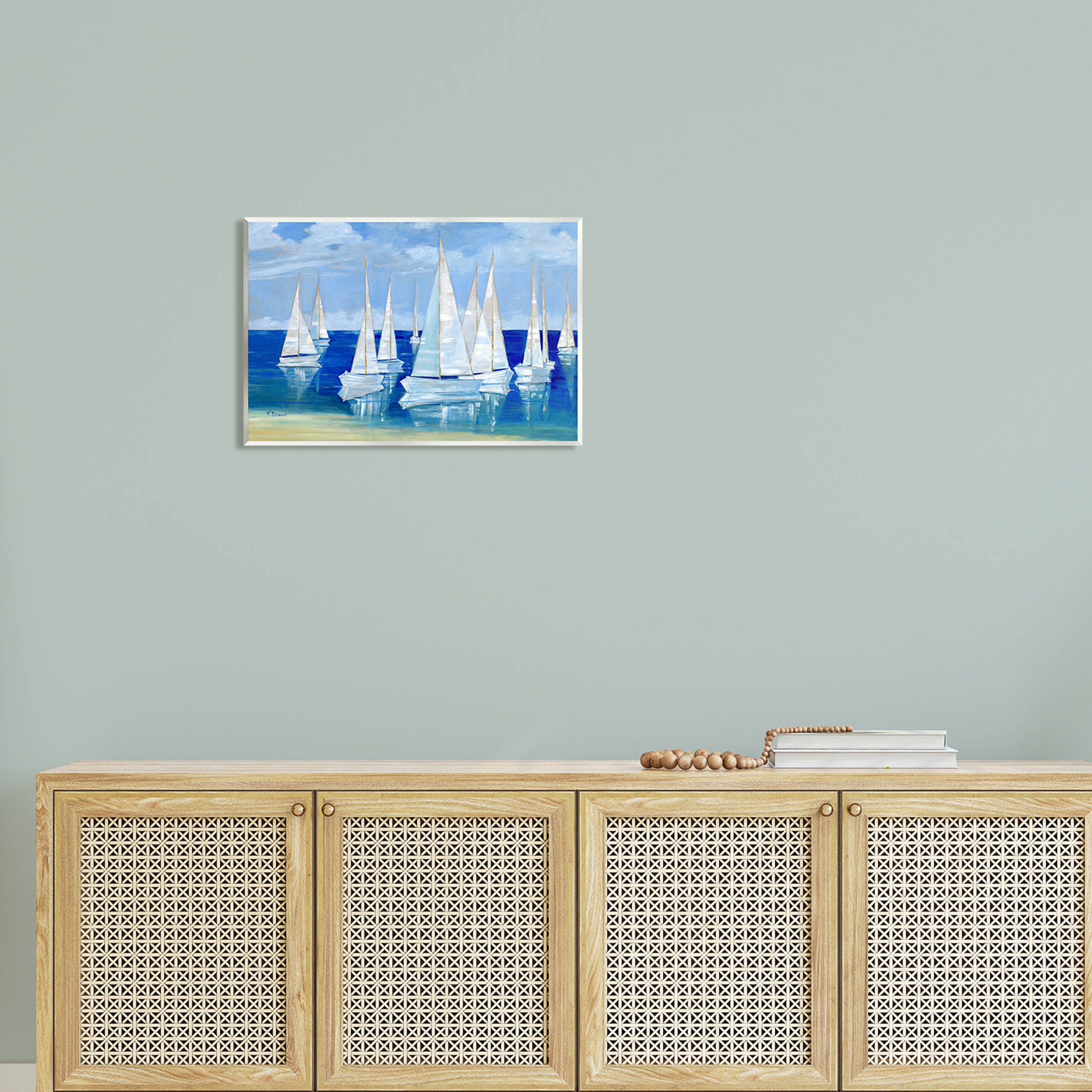 Stupell Industries Blanco Beach Sailboats Reflecting Coast Painting Unframed Art Print Wall Art, Design by Paul Brent