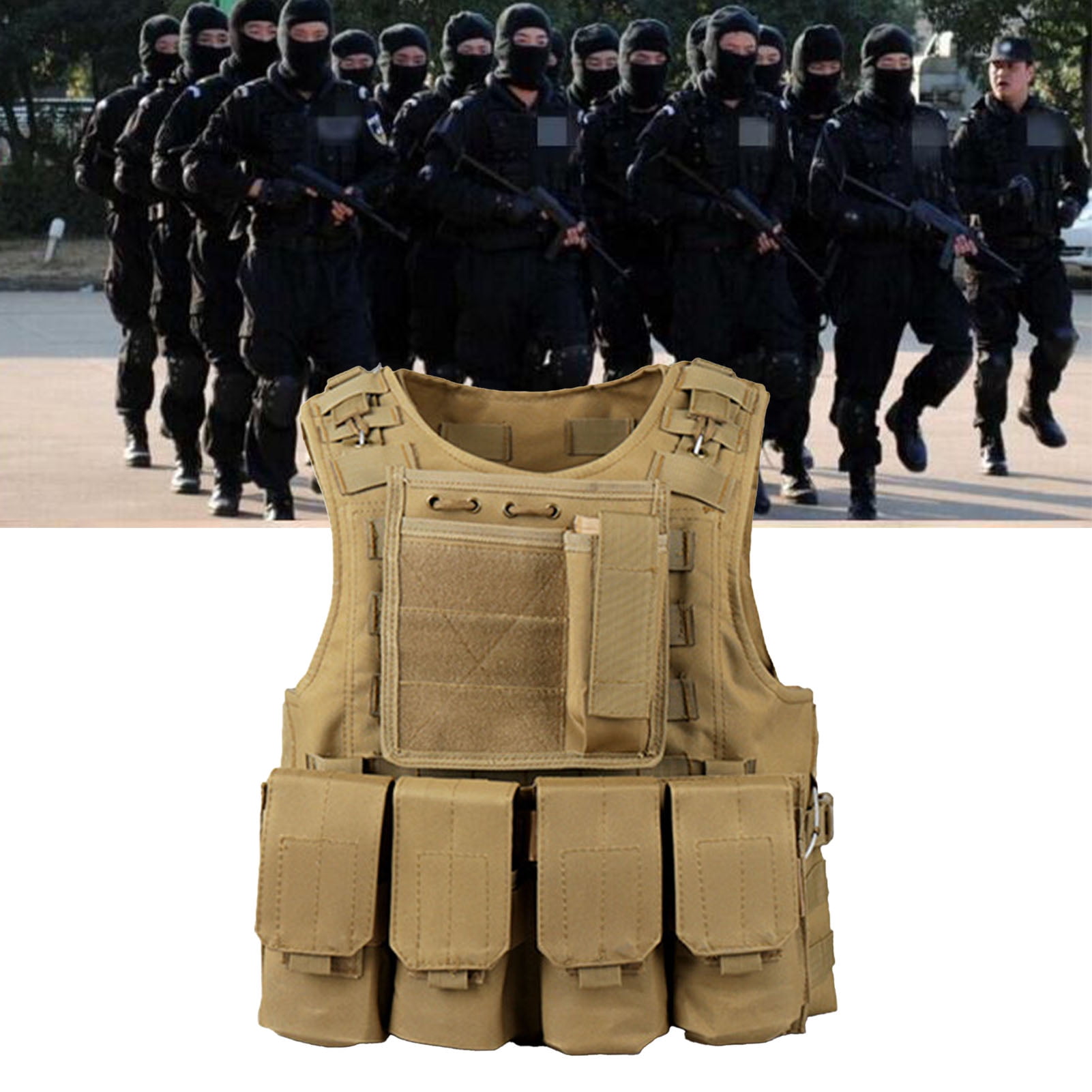Military Vest Men Lightweight Adjustable Tactical Vest Weighted Training Vest Multi Function for Outdoor Fishing Traveling Walmart