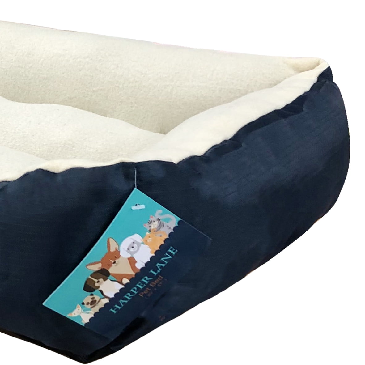 Harper Lane Monaco Rectangular Plush Pet Bed, Navy