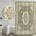 thumbnail image 4 of Southwestern Sage Green Shower Curtain Set - Extra Long 72" x 96" Washable Bathtub Curtain with 12 Hooks, Tribal Antique Boho-Chic Heritage Waterproof Fabric Stall Shower Curtains for Bathroom Décor, 4 of 6