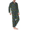 thumbnail image 2 of Sikiie Space Rocket Cosmonaut Planets Print Mens Pajama Set, Soft Warm Long Sleeve Sleepwear, Cozy Button-Down Pjs for Men-Small, 2 of 7
