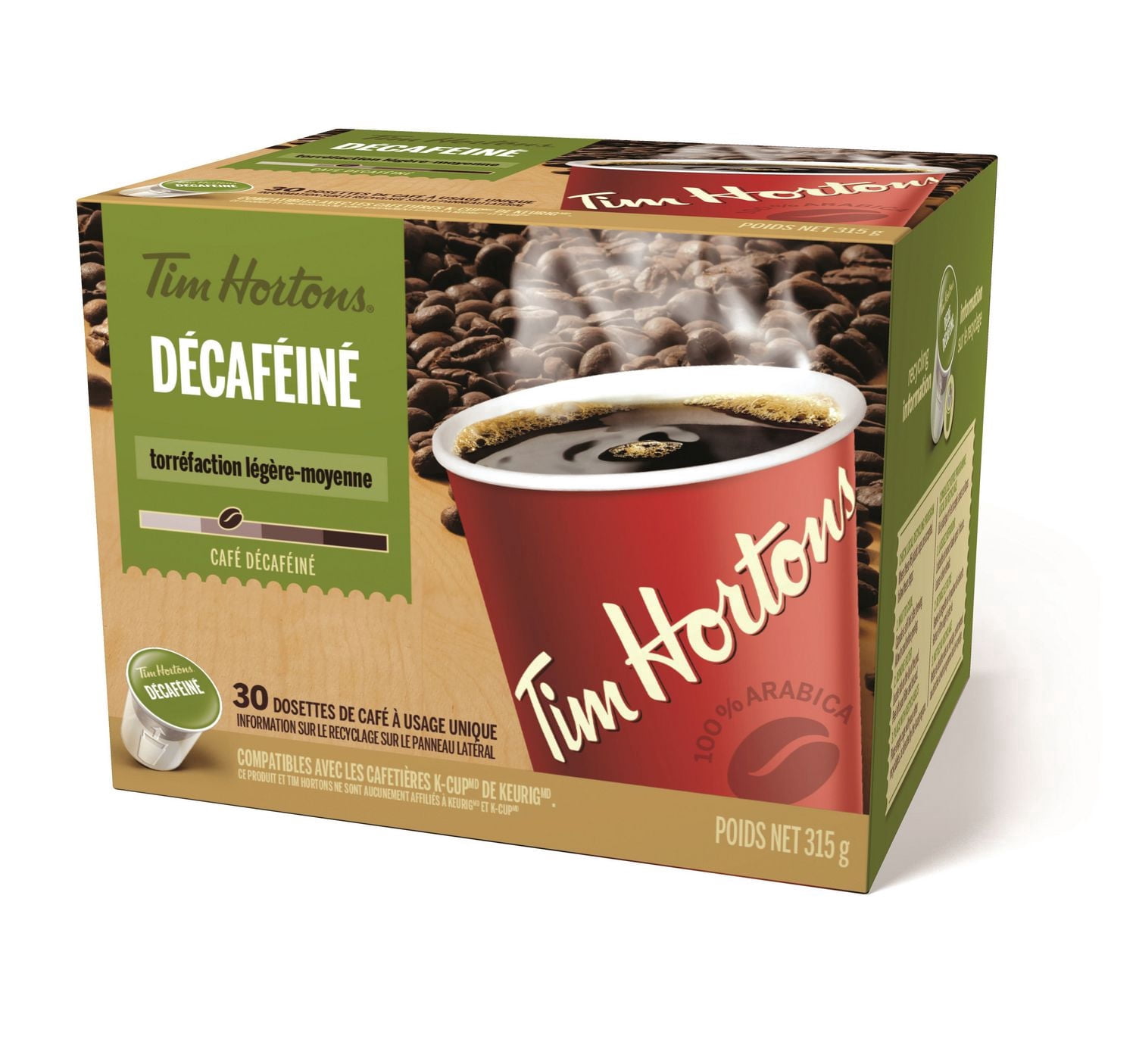 Tim Hortons Decaf Light Medium Roast Decaffeinated Coffee