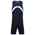 thumbnail image 3 of Zaldita Mens Swimming Bodysuit Sport Athletic Unitard Sleeveless Zip Up Leoatrd Bathing Surfing Suit Navy Blue L, 3 of 7