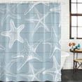 thumbnail image 2 of Blue White Starfish Shower Curtain, Waterproof Shower Curtains for Bathroom, Coastal Ocean Summer Sea Nautical Washable Fabric Bathtub Curtain Set Bath Decor with 12 Hooks 72"x78", 2 of 8