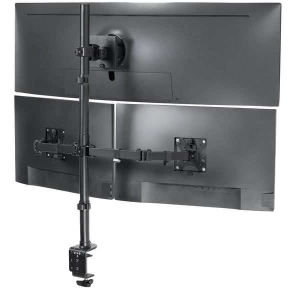 Soporte de Computadora VIVO Negro Extra Alto para Monitor Triple hasta 49 Pulgadas