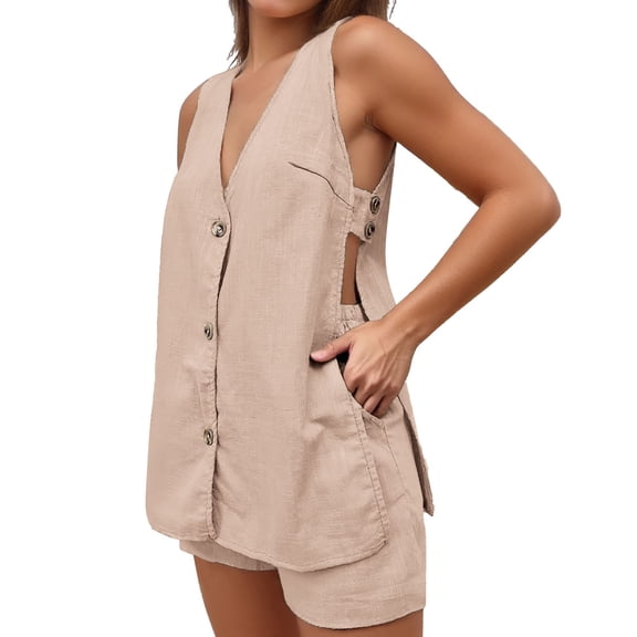 MuXiKeJi Clothes Trendy 2 Piece Short Sets for Women Summer 2026 Henley Sweatsuit Travel Vacation Airport Outfits Pajamas Sets