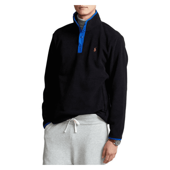 $125 Polo Ralph Lauren Men's 1/4 Snap Long Sleeve Jacket Fleece Black M