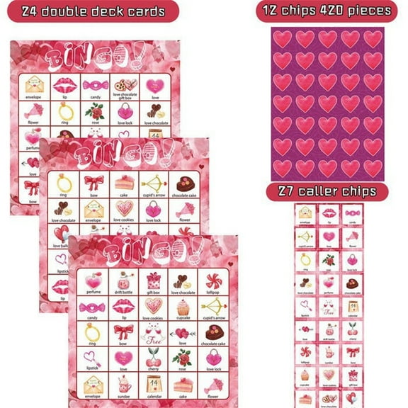 Valentine Day Bingo Game Card Set For Tea Party Family Gathering Entertainment