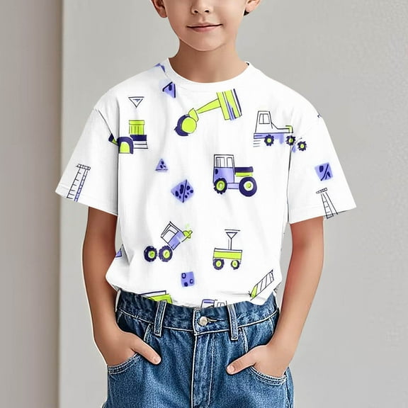 Spazoro Children's Boys Girls Shirts Tee, Graphic T-Shirts Short Sleeve Crew Neck Cute Print Casual Summer Tops for Unisex Green Size 24 Months