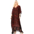 thumbnail image 5 of Sakkas Tacy Women's Casual Boho Summer Maxi Dress Caftan Kaftan Cover-up LougeWear - 9-BlackRed - One Size Regular, 5 of 5