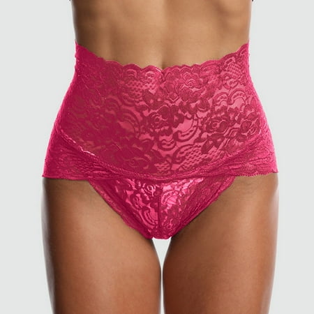 DondPO Plus Size Lingerie Womens Underwear Sexy Lace Mesh Transparent Women Underwear Plus Size High Waist Panty Panties Cotton Underwear Panties for Women Seamless Underwear Wine 3XL