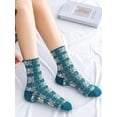 thumbnail image 3 of Calcetines tobilleros de algodón con volantes y estampado floral rosa vintage para mujer, 5 pares, transpirables y cómodos de usar durante todo el día, 3 of 5