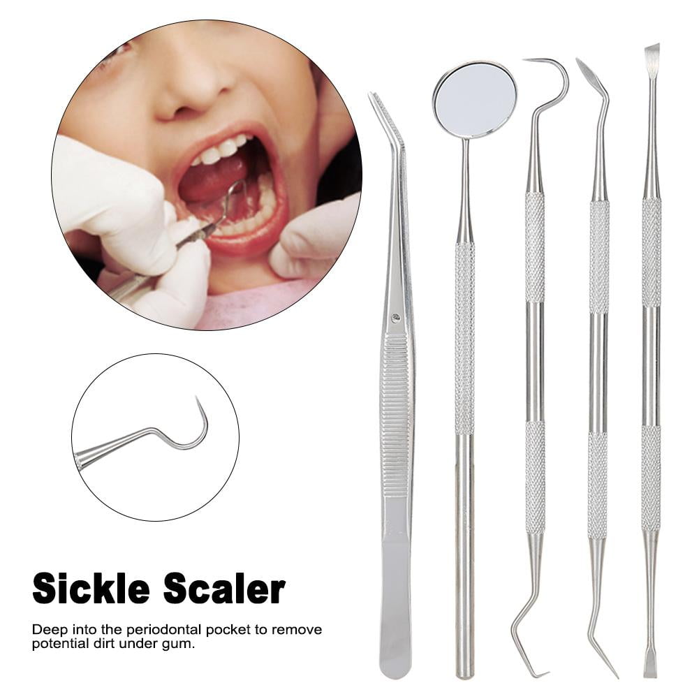 Spptty 5Pcs/Set Stainless Steel Dental Examination Tools Kit Oral Care