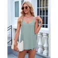 thumbnail image 5 of Womens Solid Color Round Neck Sleeveless Tank Top Basic Layering Undershirt Casual Dark Green S, 5 of 9