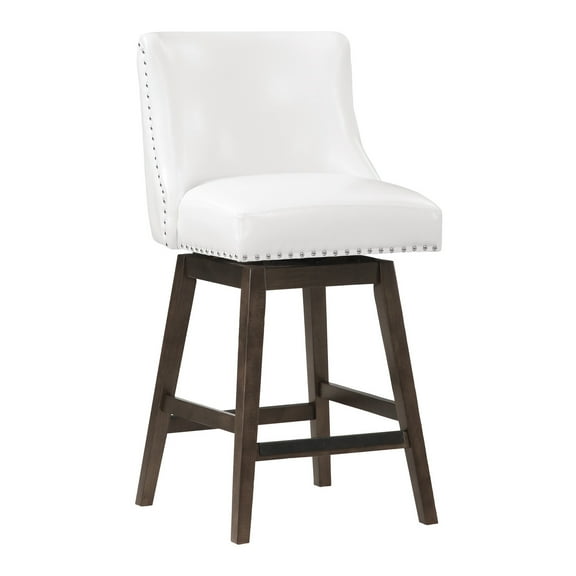 Granville 26" Swivel Counter Stool and White Faux Leather