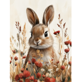 thumbnail image 1 of Qisvanset 12x16 Inch 2D Flat Framed Canvas Art, Beige Bunny Floral Minimalist Girl Nursery Home Wall Art Decor, 1 of 5