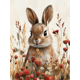 thumbnail image 1 of Qisvanset 12x16 Inch 2D Flat Framed Canvas Art, Beige Bunny Floral Minimalist Girl Nursery Home Wall Art Decor, 1 of 5
