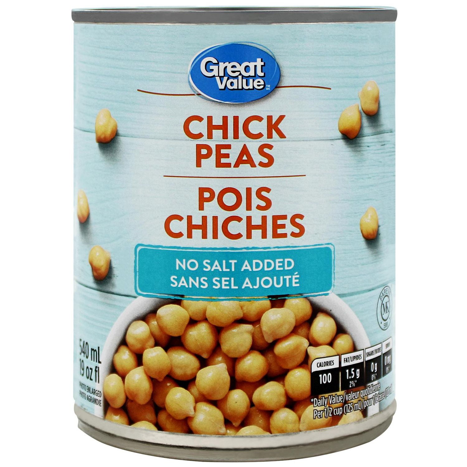 Great Value No Salt Chick Peas, 540 ML - Walmart.ca