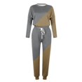thumbnail image 5 of CHOK Womens Sport Set Long Sleeve Patchwork Color with Loose Cozy Petite Sweatpant Trendy Fall Winter Suits (X-Large  Pink), 5 of 5