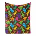 thumbnail image 1 of Tyrannosaurus Soft Flannel Fleece Blanket, Video Games Style Digital Featured Baby Wild Dinos Kids Boys Nursery Concept, Cozy Plush for Indoor and Outdoor Use, 50" x 60", Multicolor, by Ambesonne, 1 of 6