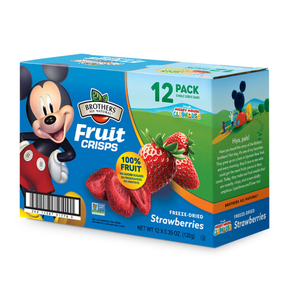 Brothers All Natural Disney Freeze Dried Fruit Crisps, Strawberry, 0.26 Oz (Pack of 12), Made with 100% Fruit, Gluten Free, Soy Free, Vegan, Healthy Snack, Lunch Box Ready