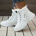 thumbnail image 5 of Xfvqtps Womens Casual Shoes High Top Lace Up Plush Fleece Line Fashion Waterproof Non Slip Winter Ankle Boots Versatile Warm Snow Velvet Boots Cotton Shoes White, 5 of 5