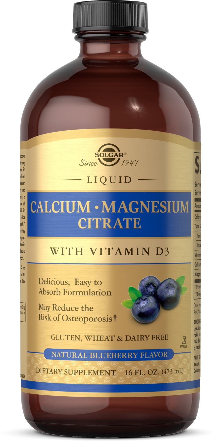 Solgar Liquid Calcium Magnesium Citrate with Vitamin D3 Natural